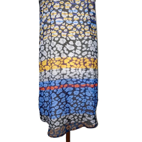 New Clover Canyon Long Print Chiffon Sleeveless Top Tunic Silver Contrast - Picture 5 of 11